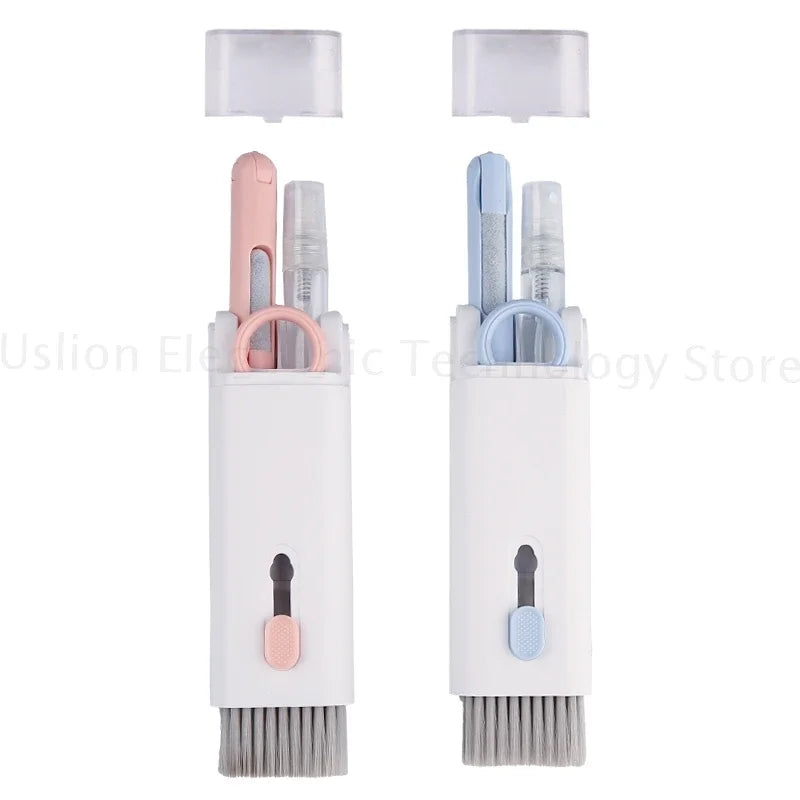 Kit di pulizia 7-in-1 per tastiera del computer, penna per la pulizia degli auricolari, strumenti per la pulizia di telefono e iPad, estrattore per copritasti