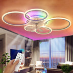 Ventilatore da soffitto a LED RGB con telecomando, lampada da soffitto con illuminazione RGB, plafoniera da 96 cm per camera da letto, soggiorno, ventilatore silenzioso