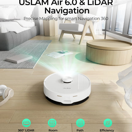 Redkey R10 Robot Vacuum Cleaner, LiDAR Navigation, APP Control, 4000PA Suction, Smart Mopping, Floor and Carpet Cleaning Tool (1000W)