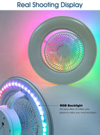 Ventilatore da soffitto da 100W con luce, controllo remoto tramite APP, lampada a LED dimmerabile a 360° °   Luce di sfondo RGB silenziosa girevole a 6 velocità per la casa