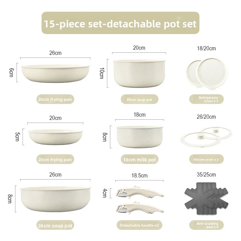 Set di pentole GIYOCA con manici staccabili, antiaderenti in ceramica, senza PFOS e PFOA, adatti per induzione/forno/lavastoviglie, compatibili con tutti i tipi di fornelli, idea regalo per la cucina.