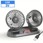 Ventilatore per auto EAFC 5V/12V 360 °   Ventilatore USB a Doppia Testa per Auto, Silenzioso, 2 Velocità Regolabili, Raffreddatore Automatico per Camper, Camion e Accessori Auto