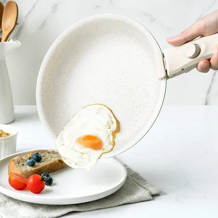 MICHELANGELO Set 3 Padelle Antiaderenti con Manico Rimovibile, Rivestimento Antiaderente Color Crema, Padelle Atossiche per Cottura a Forno