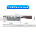 ZENG Professionelles 7-Zoll-Kochmesser – ultrascharf und langlebig, Edelstahl mit Holzgriff und lasergravierter Damast-Optik, mit Geschenkbox