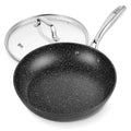 HLAFRG 8/12 Zoll Pfanne mit Deckel, antihaftbeschichtete Marmor-Aluminium-Pfanne mit Edelstahlgriff, induktionsgeeignet