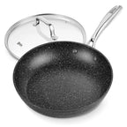 HLAFRG 8/12 Zoll Pfanne mit Deckel, antihaftbeschichtete Marmor-Aluminium-Pfanne mit Edelstahlgriff, induktionsgeeignet