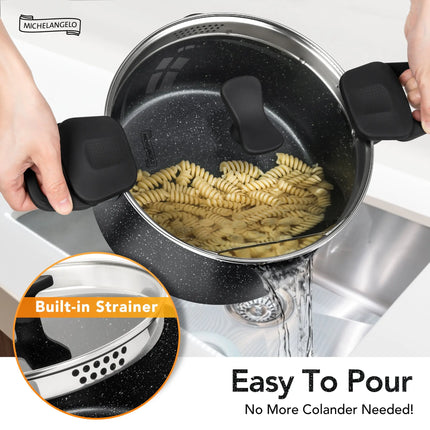 24 cm/9,5 pollici Non-stick Pot with Rotating Locking Handle for Quick Stew, Multi-functional Kitchen Stew Pot Suitable for All Stoves