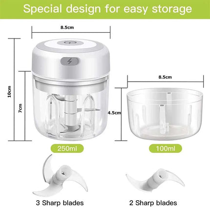 Mini tritatutto elettrico 100/250 ml USB, tritatutto per verdure, cipolla, piccolo robot da cucina portatile per zenzero, peperoncino, verdure