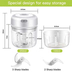 Mini Elektro-Fleischwolf 100/250ML USB Gemüseschneider Zwiebel Kleiner tragbarer Küchenhelfer für Ingwer Chili Gemüse
