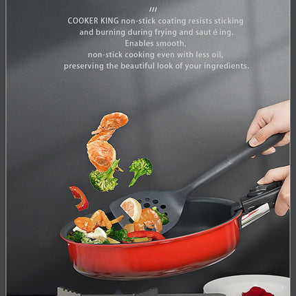 COOKER KING Non-stick Pan Set with Removable Handle, Food Grade Coating, Induction Cooking Pot, Steak and Omelette Pan