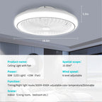 Ventilatore da soffitto con luce LED, telecomando, dimmerabile, 220V, bianco