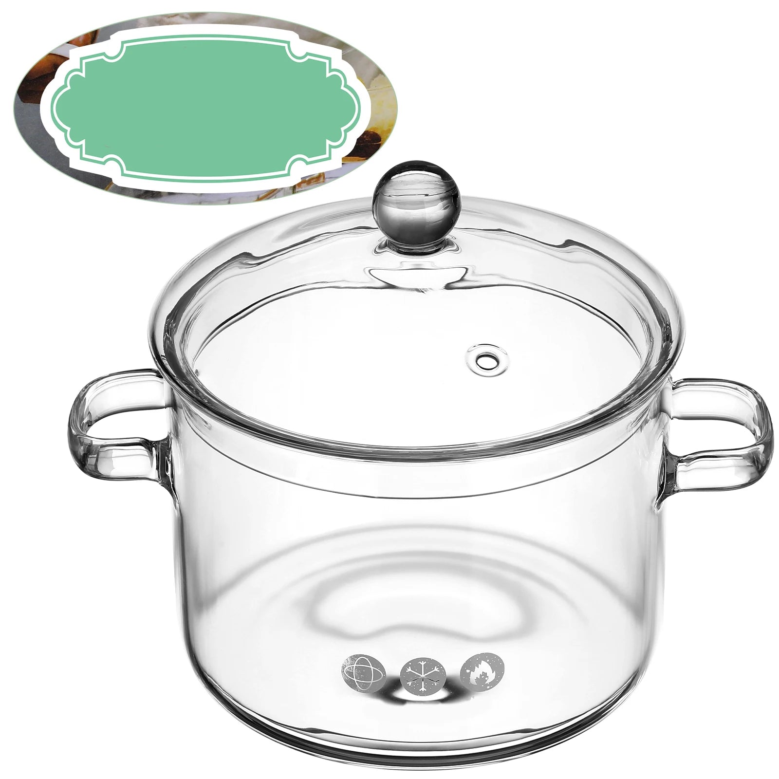 Extra große 1900 ml Borosilikatglas-Schmorpfanne Transparenter Suppentopf mit Deckel Hitzebeständiger Glas-Kochtopf mit Doppelgriff für Zuhause