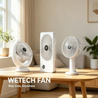 WETECH Ventilatore da Scrivania Portatile, Ricaricabile USB a 5 Velocità, Mini Ventilatore Personale Silenzioso per Camera da Letto e Viaggi