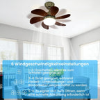 Ventilatore da soffitto a 6 pale E27 con luce, verde antico, lampadina non inclusa