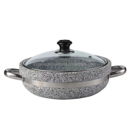 Pentola per zuppa in granito a riscaldamento diretto di grande formato, pietra moor sfrigolante, wok caldo, cottura del riso, pentola in pietra per servire il cibo