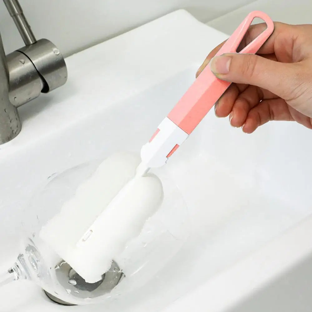 Weiche Schwammtassenbürste Langer Griff Schwammflaschenbürste Schwammreinigungsbürste Wasserflasche Glasbecher Reinigungsgerät