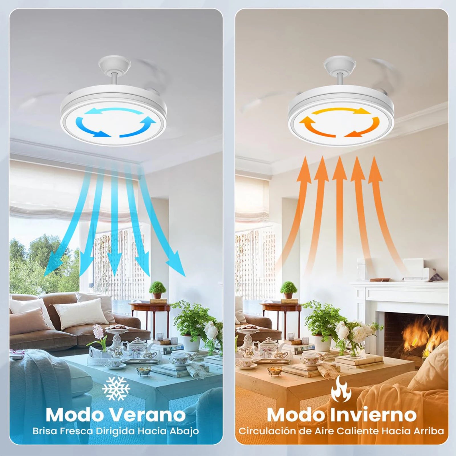 Ventilatore da Soffitto Moderno con Luce LED e Telecomando, 3 Colori Cambiabili, Pale Invisibili, Silenzioso, Decorazione Camera da Letto, Consegna Rapida da Magazzino Locale in Polonia