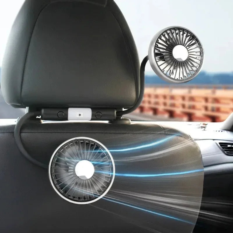 Ventilatore da auto a doppia testa a 3 velocità con clip 360 °   Ventilatore per Auto Girevole con Luce LED, Ventole di Raffreddamento Silenziose, Elettrodomestici per Auto