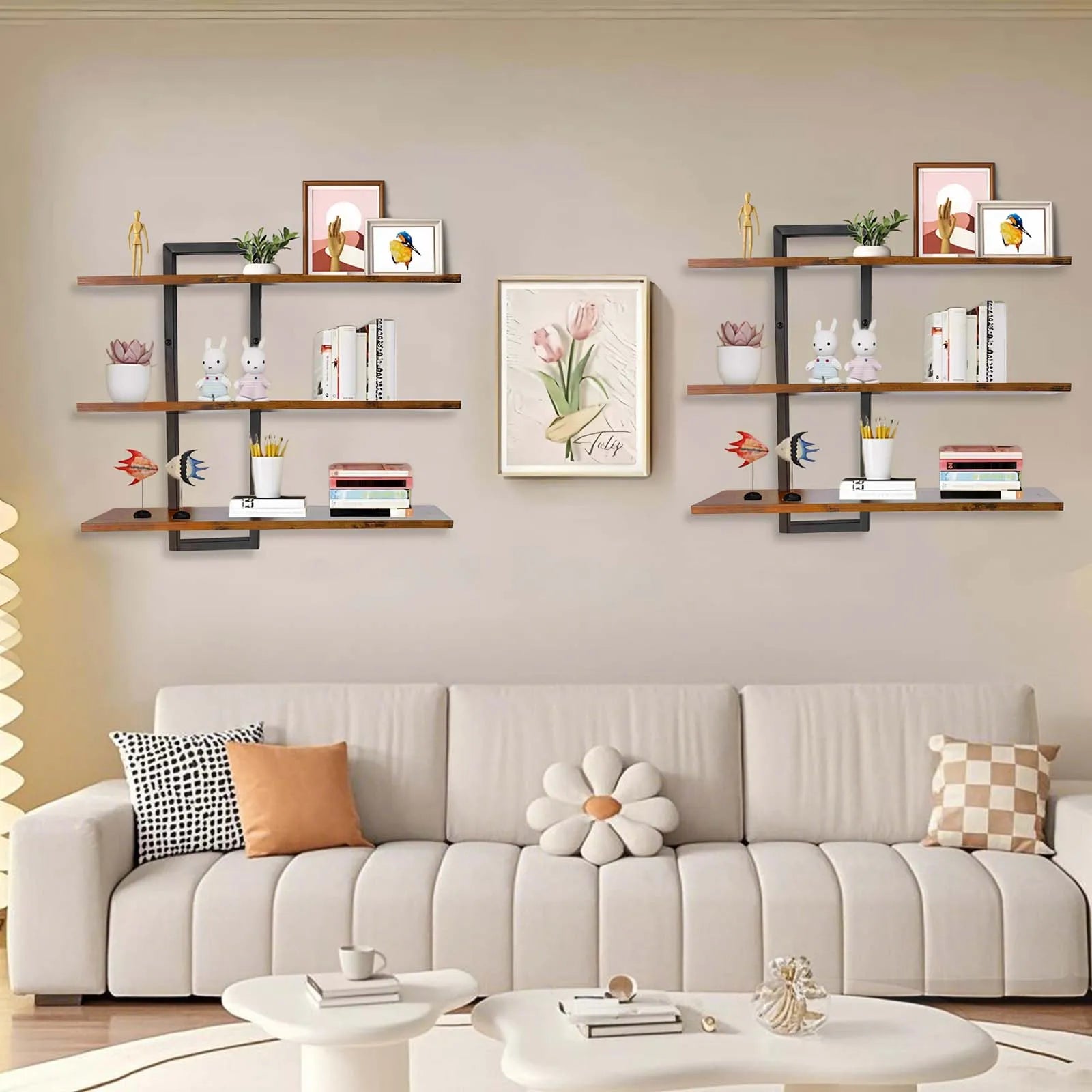 Scaffali a Parete a 3 Ripiani con Regolazione della Forma, Robusti e Durevoli, Installazione Flessibile e Versatile per Tutti gli Scenari