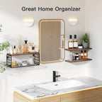 Mensole da Bagno Sopra il WC con Cesto Portaoggetti, Mensola Galleggiante a Muro per Organizzazione Domestica e Decorazione, Bagno/Cucina
