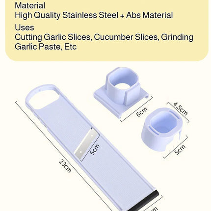 Affettatrice per Aglio in Acciaio Inox 2 in 1, Taglia Aglio e Zenzero, Tritatutto a Doppia Faccia per Verdure, Spezie ed Erbe