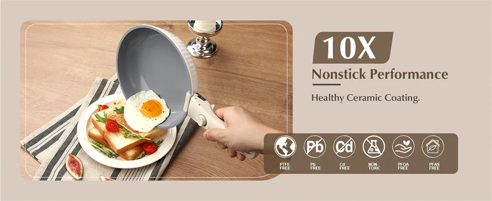 KOCH SYSTEME CS Set di pentole antiaderenti 17 pezzi Set di pentole e padelle con manico staccabile Pentole antiaderenti a induzione Pentola per salsa da cucina