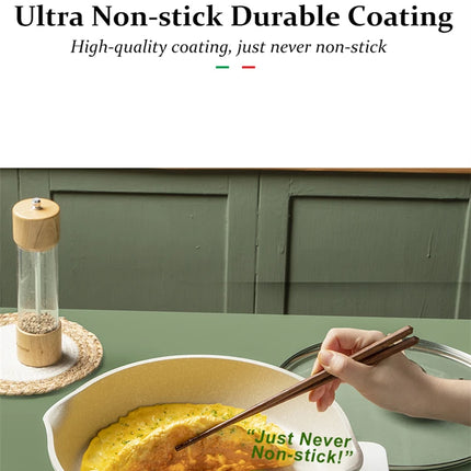 DONNOR Padella con coperchio, padella antiaderente a induzione, padella per uova in granito, padelle per frittata con manico resistente al calore JT280