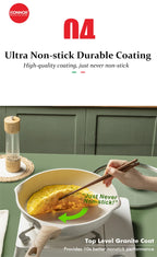 DONNOR Padella con coperchio Padella antiaderente a induzione Padella per uova in granito Padelle per frittata con manico resistente al calore JT280