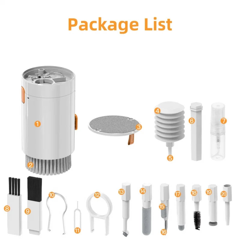 20 in 1 Set di strumenti per la pulizia della tastiera del computer portatile Cuffie per fotocamera digitale Kit per la pulizia del telefono cellulare Auricolari Penna per la pulizia Estrattore per copritasti