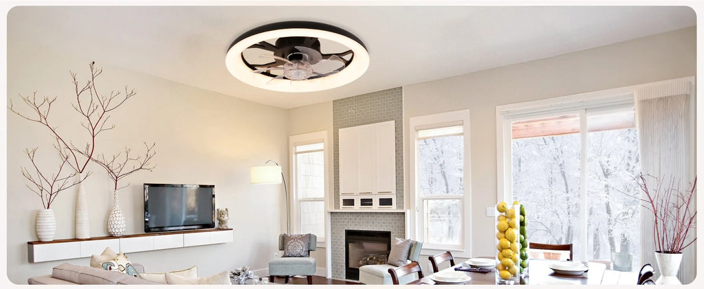 Ventilatore da Soffitto Intelligente XINGOO Nordic con Luce e Telecomando, Decorazione per Camera da Letto, Ventilatore con Pale Invisibili