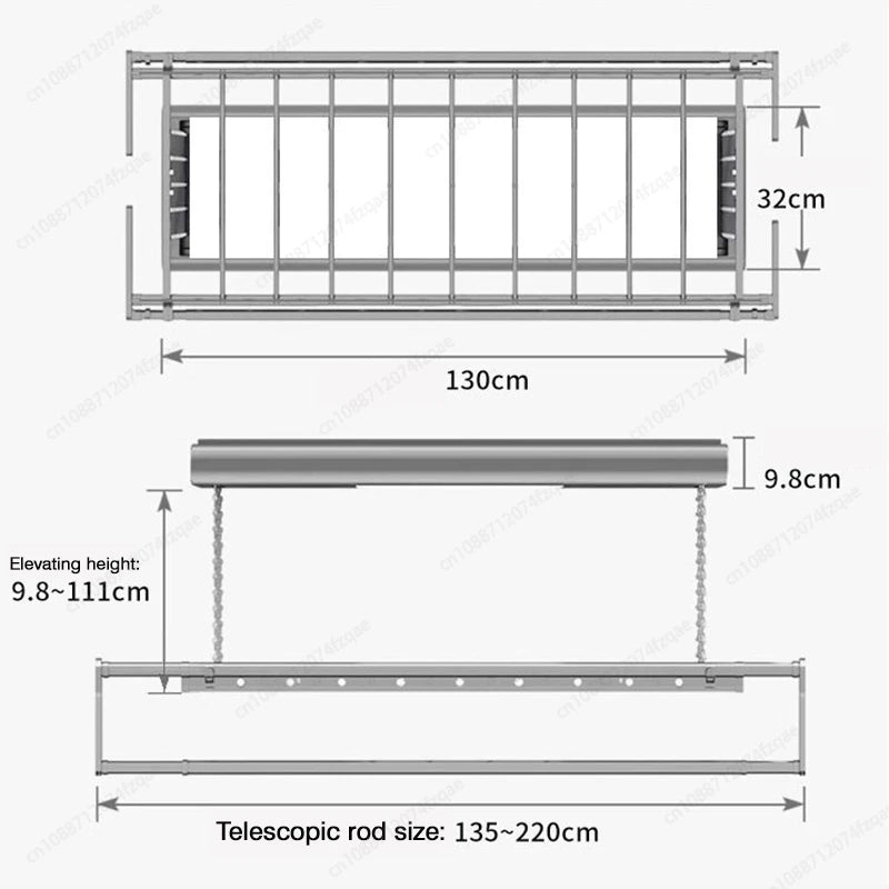 Home Balcone Elettrico Telecomando Sollevamento Stendibiancheria Lega di alluminio Illuminazione Asciugatura Stendibiancheria pieghevole