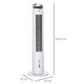 Ventilatore a torre da 60W raffreddato ad acqua con telecomando, funzione umidificante, timer di 8 ore, adatto per ambienti inferiori a 20 m². ㎡ Diametro 30 cm, altezza 100,8 cm.
