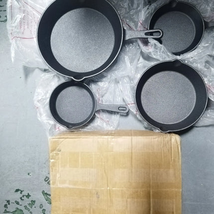 Set di 4 padelle in ghisa non rivestita, padelle di diverse dimensioni 14/16/20/26 cm, pentole con ritenzione uniforme del calore, compatibili con induzione, gas e fuoco aperto per cucinare in cucina