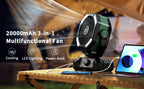 Ventilatore da campeggio con batteria da 20000 mAh con lanterna a 4 LED Ventilatore da tavolo a 8 velocità Ventilatore da esterno portatile per tenda da campeggio all'aperto e pesca