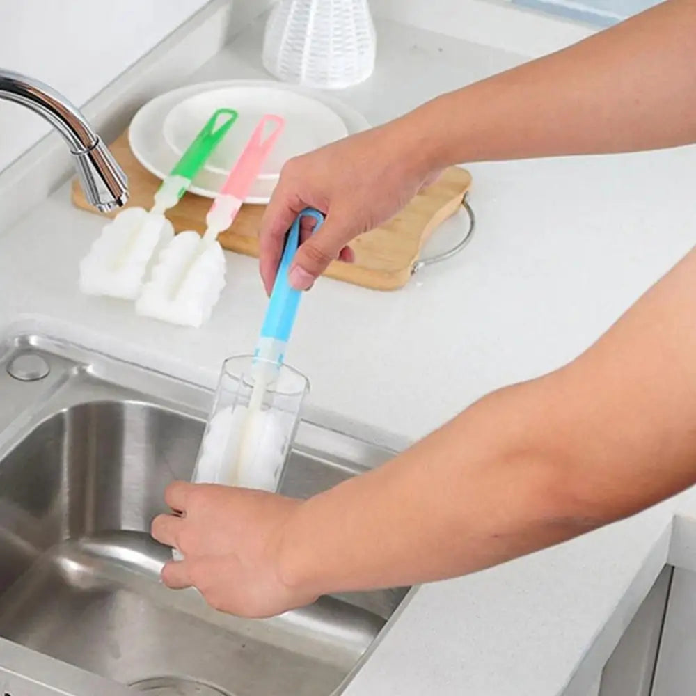 Weiche Schwammtassenbürste Langer Griff Schwammflaschenbürste Schwammreinigungsbürste Wasserflasche Glasbecher Reinigungsgerät