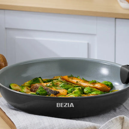 Bezia Induction Cookware Healthy Ceramic Coating, Nonstick Pots and Pans Set 13 PCS with Detachable Handles