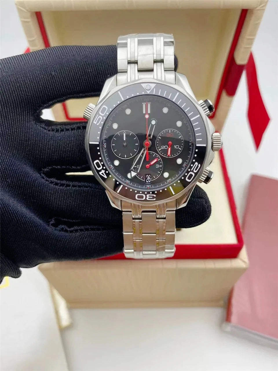 Orologio da Polso al Quarzo per Uomo, 43mm, Acciaio Inossidabile, Vetro Zaffiro