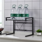 Mikrowellenregal Küche, Mikrowellenständer 2-lagig - erweiterbar - für Gewürze, Dosen, Flaschen, bis zu 25 kg (42 cm (40-65 cm))
