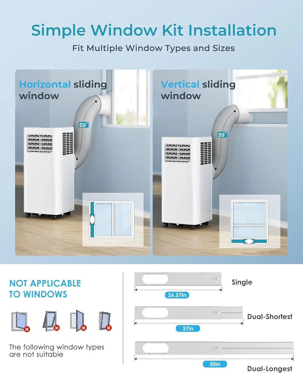 Condizionatori d'Aria Portatili 12000 Btu 3 in 1, Climatizzatore Portatile con Deumidificatore, Condizionatore da Pavimento per Casa