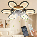 Ventilatore da soffitto moderno con luce, telecomando e controllo tramite app intelligente, ventilatore da soffitto a incasso ultra sottile da 25 pollici con luce LED dimmerabile, adatto per camere da letto, soggiorni e altri