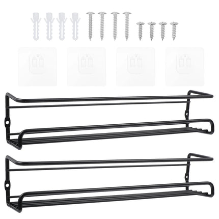 Set of 2 Wall-Mounted Spice Racks for Kitchen, Space-Saving Modern Design, Bottle and Jar Organizer