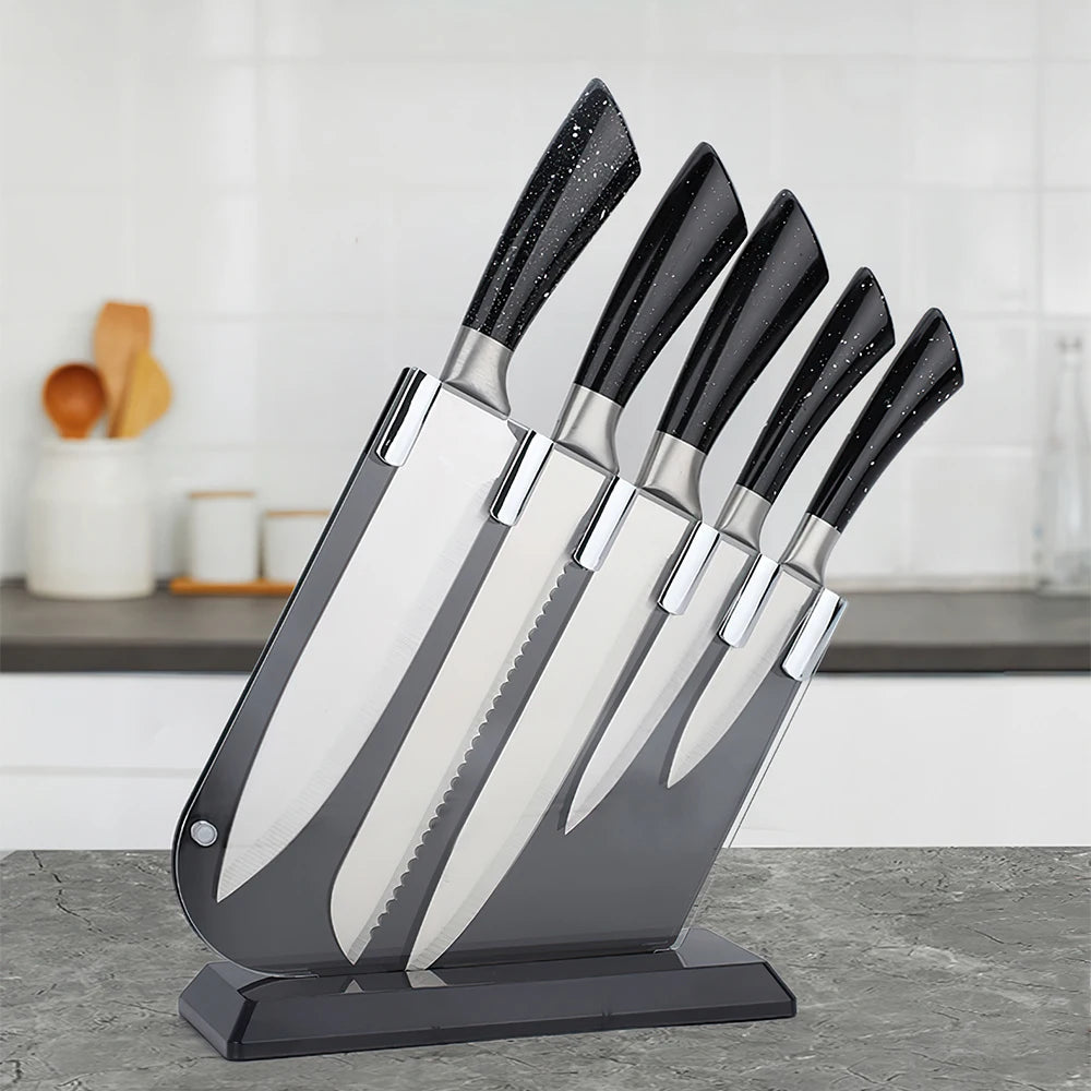 DFITO 6-teiliges ultra-scharfes 3Cr13 Küchenmesserset aus Edelstahl mit Hohlgriff, professionelle Haushaltsmesser für Fleisch/Gemüse
