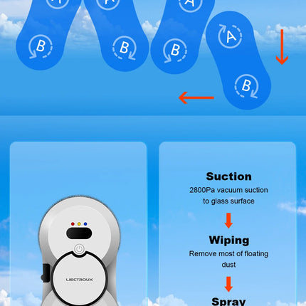 Robot lavavetri ultrasottile Liectroux HCR-10 con spray ad acqua a ultrasuoni, robot aspirapolvere per finestre, tergivetro per la casa, pulizia a secco e umida, percorso AI
