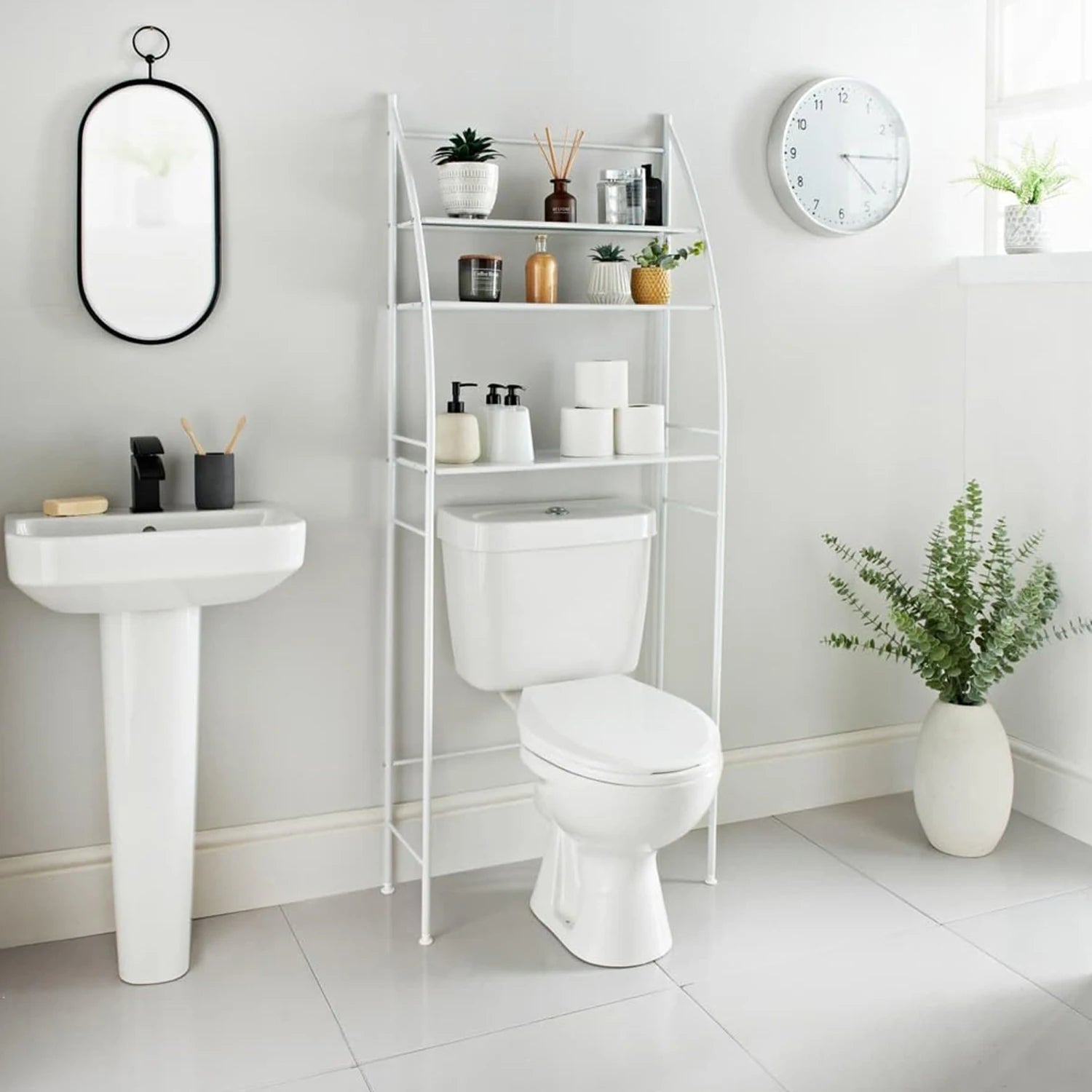 3-stöckiges Metallregal für die Toilette, Organizer für Bad, Küche, Waschküche, Wohnzimmer, bohrfrei.
