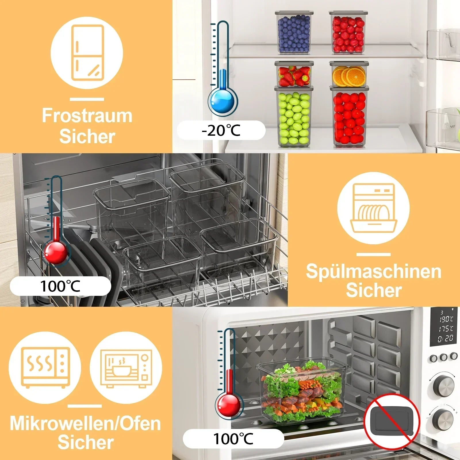 32-teiliges luftdichtes Lebensmittelbehälter-Set mit Deckeln, BPA-freie Kunststoff-Organizer für die Speisekammer, stapelbare Behälter für Müsli, Mehl, Nudeln, Getreide mit Etiketten und Marker