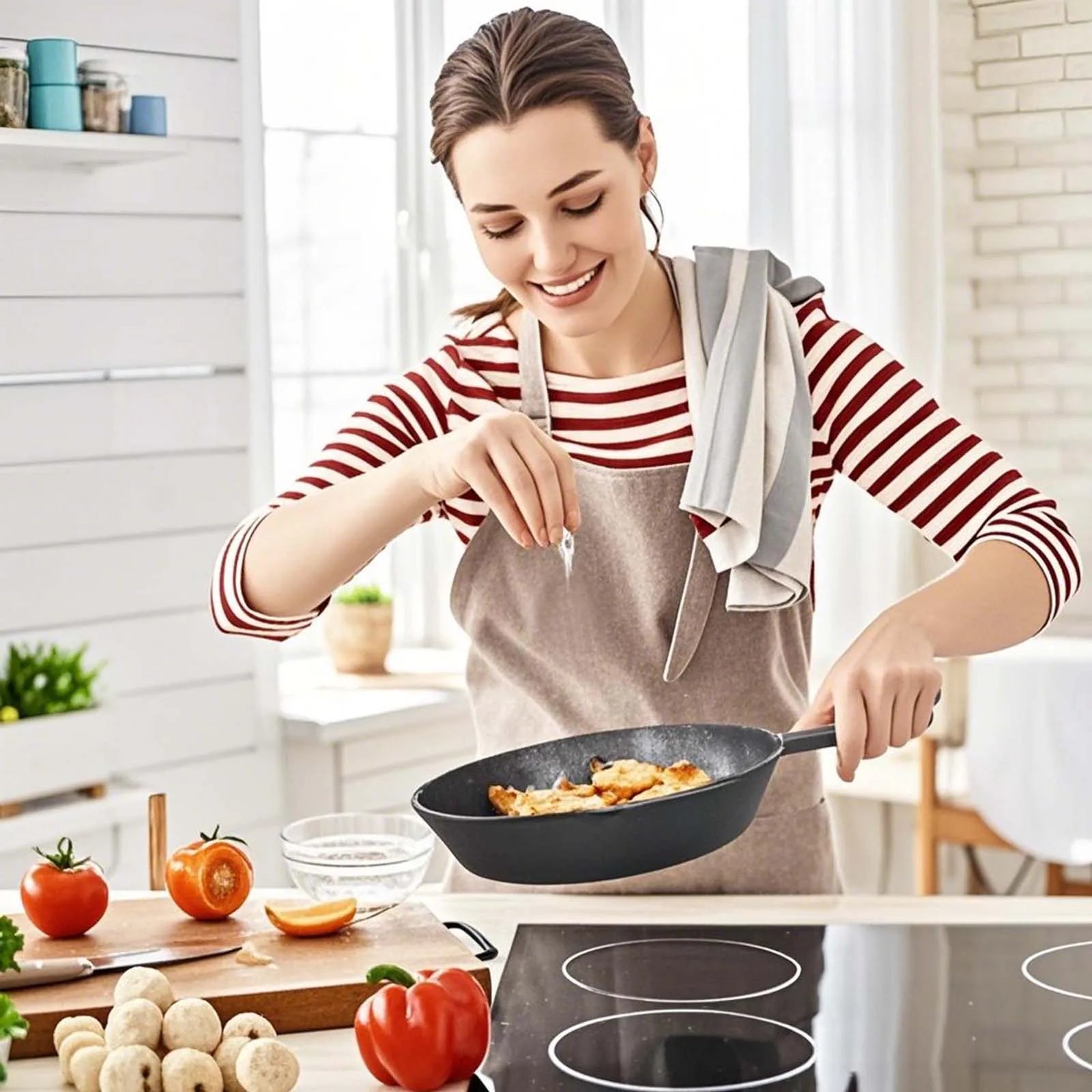 Padella Antiaderente per Cucina, Pentola per Uova e Omelette, per Fornelli a Gas, Induzione, Forno, Campeggio, Grigliate e Accessori BBQ