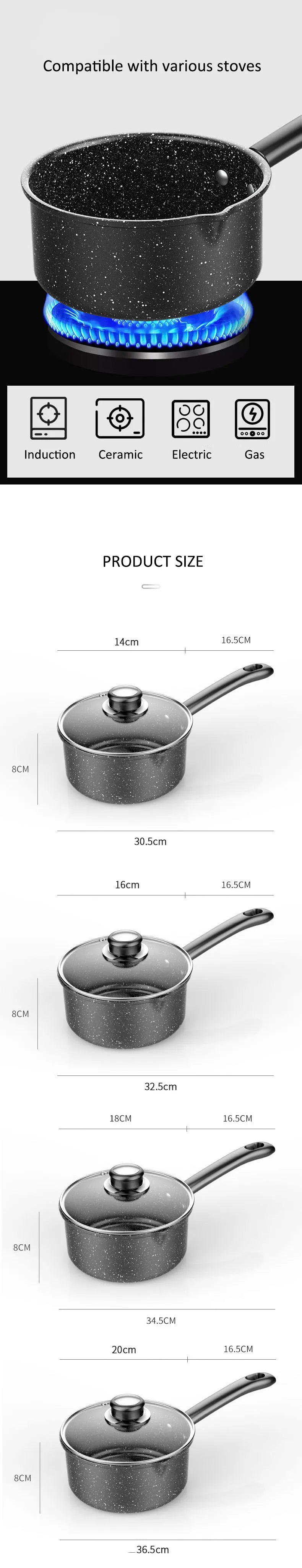Topf Suppentopf Topf mit Deckel Antihaft-Medizinstein-Kochtopf Babynahrungs-Kochtopf Gasherd Küchenherd Milchtopf