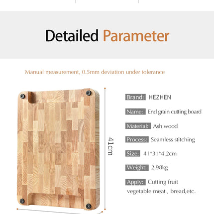 HEZHEN Tagliere in legno di frassino può essere posizionato Vassoio in legno massello Splicing Tagliere da cucina Vassoio per alimenti Tavola per piedi di drenaggio