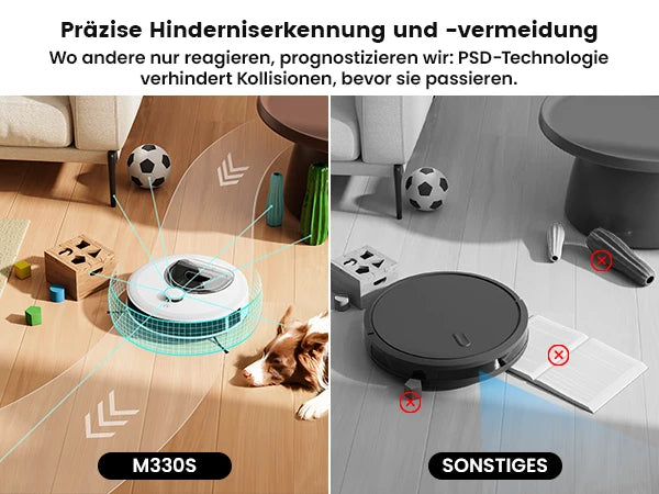 LEFANT M330 Pro M330S Saugroboter mit Mapping, dToF-Navigation, PSD-Hindernisvermeidungssystem, 5000Pa Saugkraft, Alexa/APP/WiFi