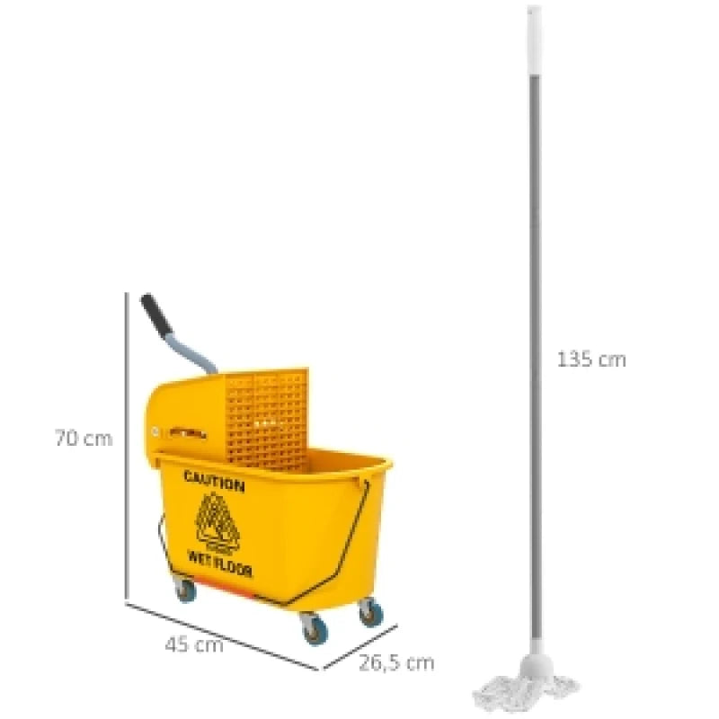 20-Liter-Putzwagen, Putzwagen mit Press- und Müllset, inklusive Eimer. Mopp, Rolle